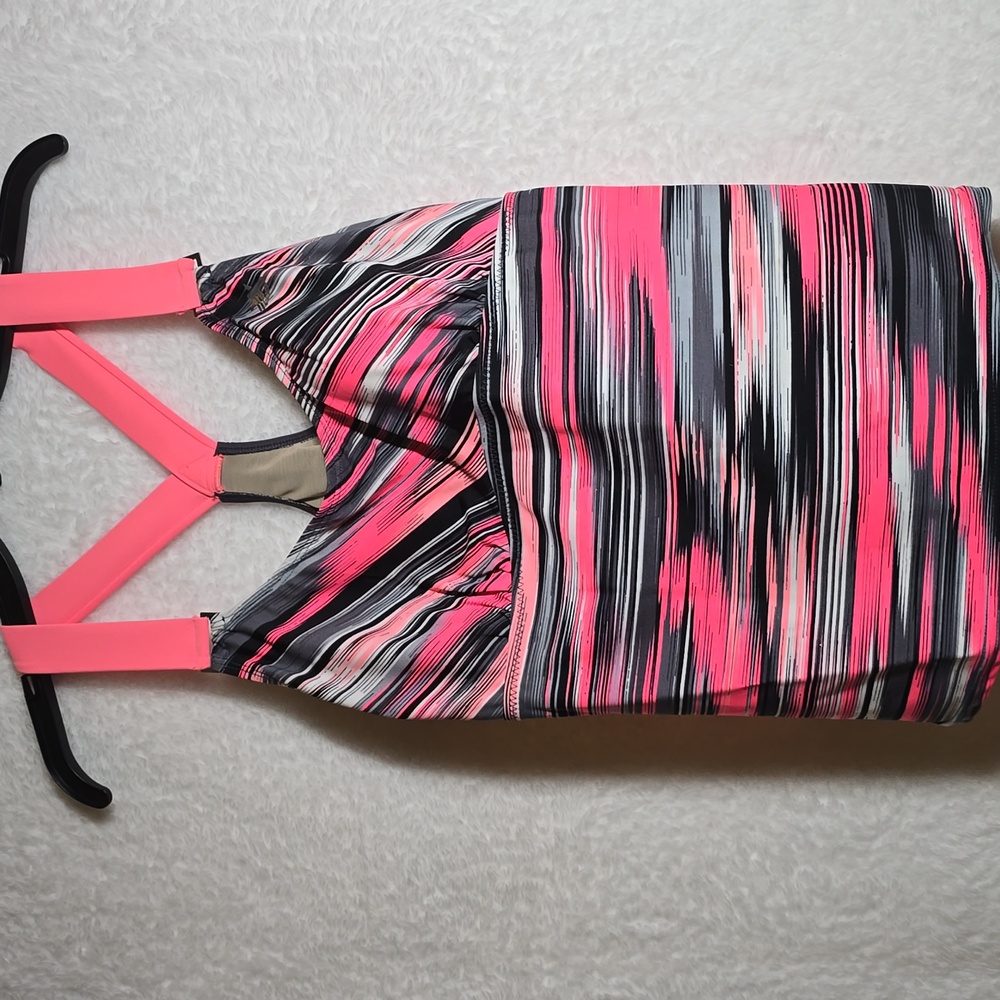 NWT ZeroXposur Pink and Black Striped Female One Piece Top